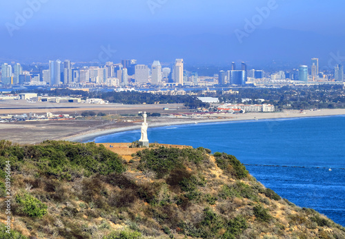 Obraz na płótnie View of San Diego, California from the Cabrillo National Monument at Point Loma. w salonie