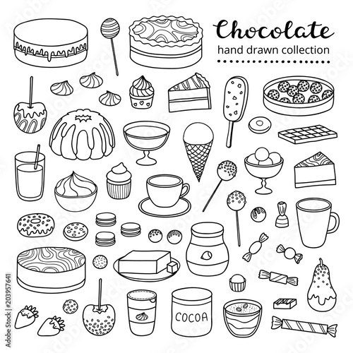 Wallpaper Mural Set of doodle chocolate and cocoa products. Torontodigital.ca