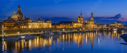 Dresden is a capital of Saxony at Elbe River at sunset © elena_suvorova