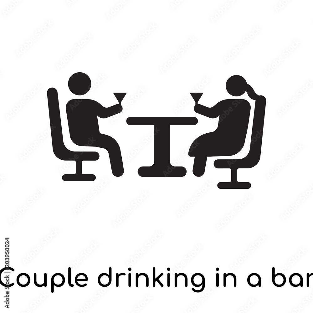 Couple drinking in a bar icon isolated on white background Couple drinking in a bar icon isolated on white background