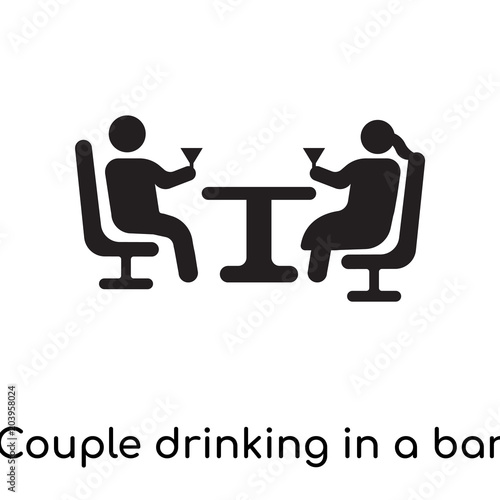 Couple drinking in a bar icon isolated on white background