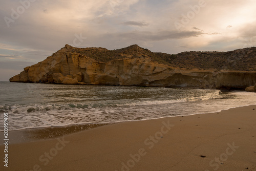 The closed cove in Aguilas at sunset  Murcia