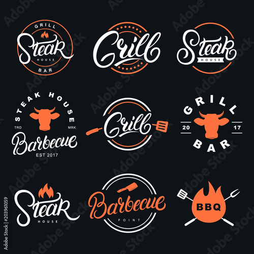 Set of hand written lettering badges, labels and logos