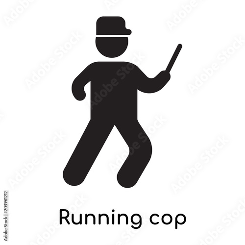 Running cop icon isolated on white background