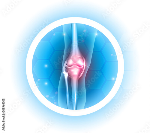Joint problems symbol, transparent legs with joints on a beautiful light blue background