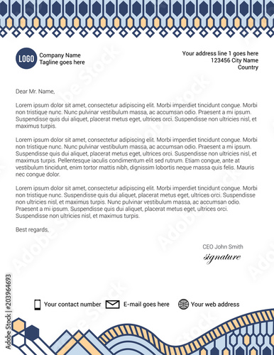 Islamic arabian art style letterhead template