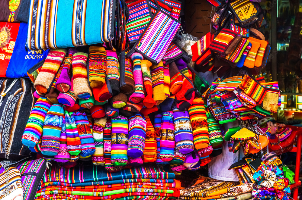 Indigenous clothes on market in La Paz - Bolivia
