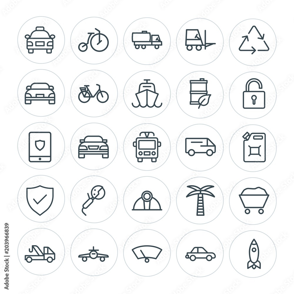 Modern Simple Set of transports, industry, nature, security Vector outline Icons. Contains such Icons as  tropical,  transport, car,  tanker and more on white background. Fully Editable. Pixel Perfect