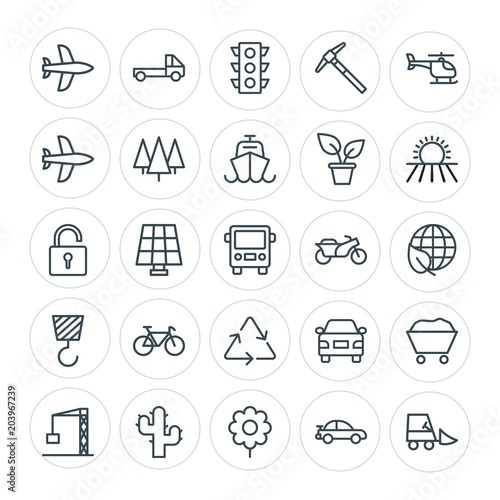 Modern Simple Set of transports, industry, nature, security Vector outline Icons. Contains such Icons as simple, travel, post, cargo and more on white background. Fully Editable. Pixel Perfect