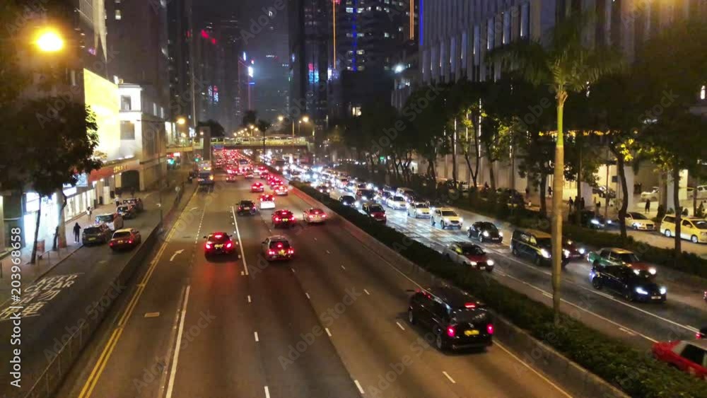 Walking at the Hong Kong overpass, China Walking at the Hong Kong overpass, China