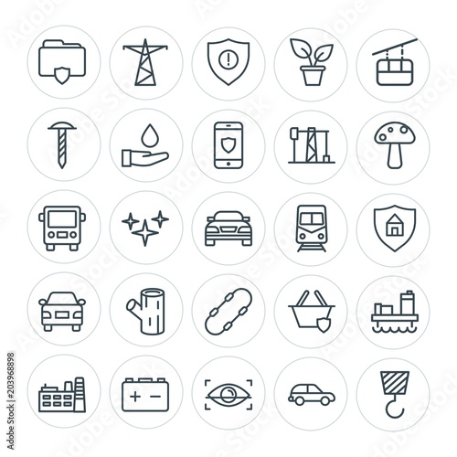 Modern Simple Set of transports, industry, nature, security Vector outline Icons. Contains such Icons as factory, industrial, oil, concept and more on white background. Fully Editable. Pixel Perfect