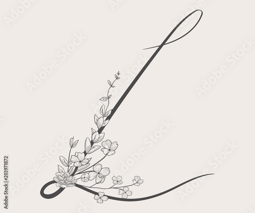 Vector Hand Drawn Flowered L monogram and logo