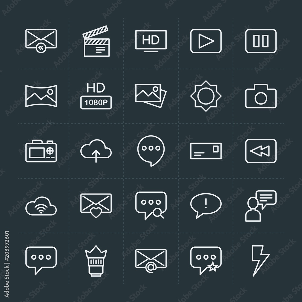 Modern Simple Set of cloud and networking, chat and messenger, video ...