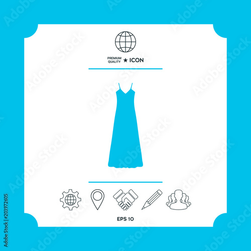 Long Dress, Evening dress, combination or nightie , the silhouette. Menu item in the web design