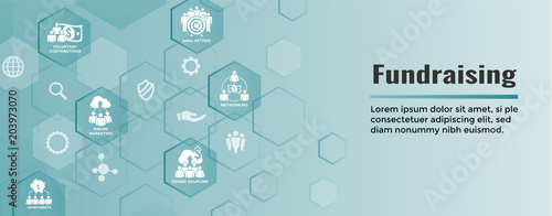 People Working Together to Fund Different Online Ideas w Money - Icon Set Web Header banner