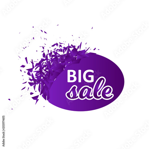 Vector Illustration. Abstract explosion template on white background. Bige sale modern card. Gradient purple circle with explosion effect