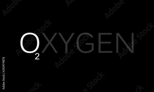 O2 oxygen concept logo vector icon isolated on black background.