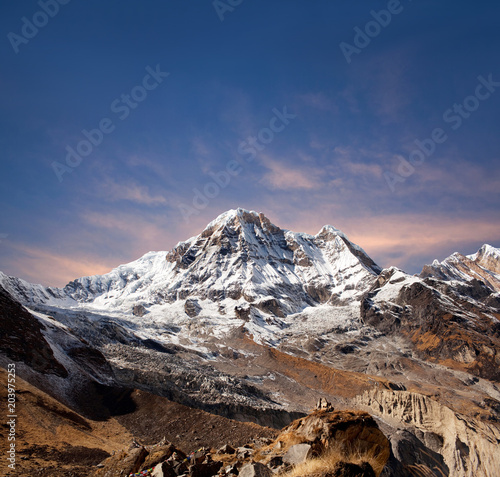 Panorama of mount Annapurna South - view from Annapurna Base Camp, Nepal