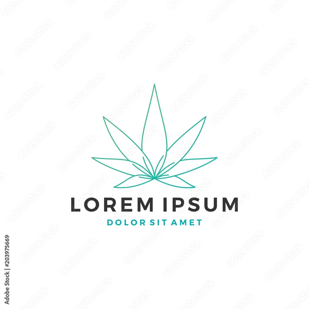cannabis logo line art outline vector