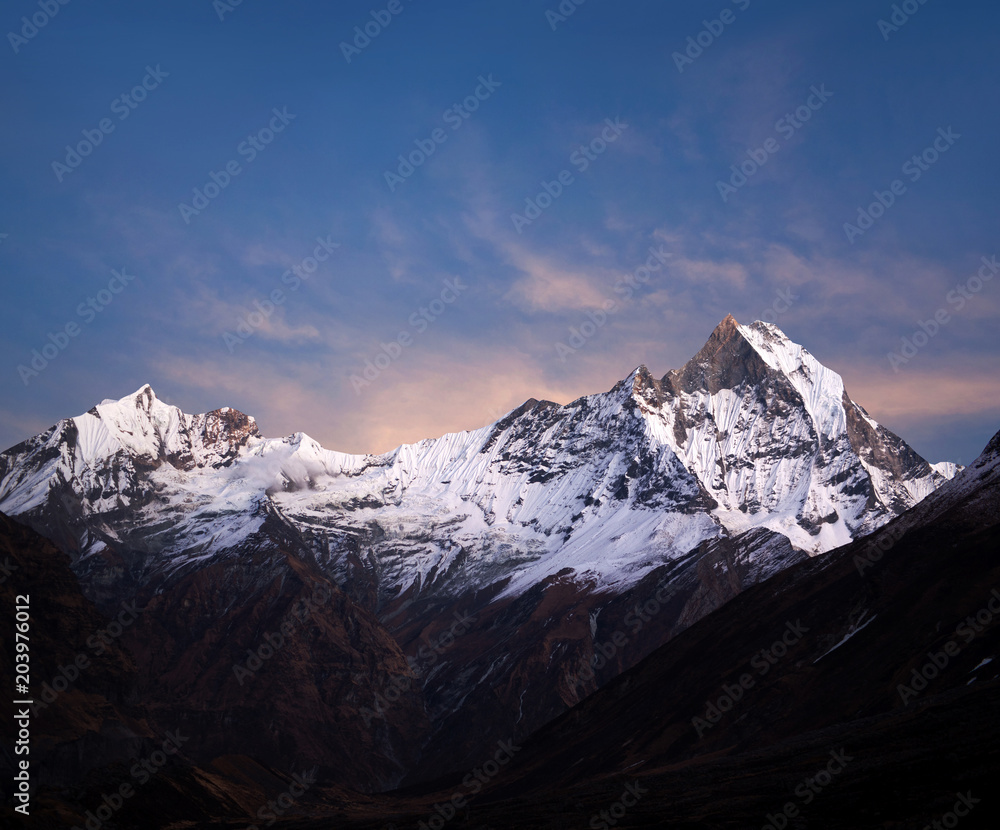 Fototapeta premium Mount Machapuchare (Fishtail), view from Annapurna Base Camp, Nepal