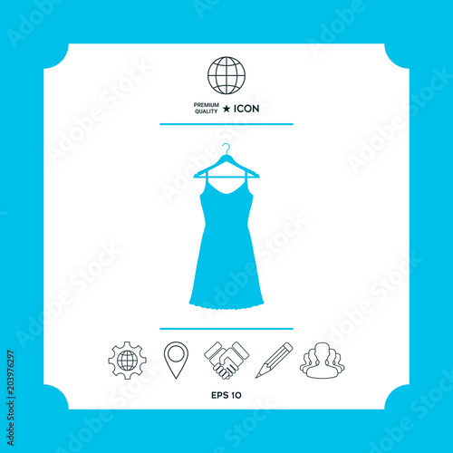 Sundress, Evening dress, combination or nightie on the wardrobe hanger , the silhouette. Menu item in the web design