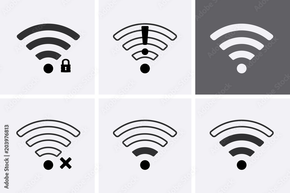 Wireless and Wifi icons. 2G, 3G, 4G and 5G Wireless and Wifi icons. 2G, 3G, 4G and 5G