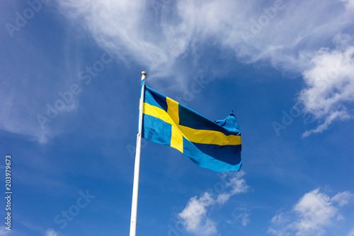 Swedish flag waving on the wind