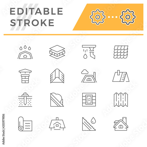 Set line icons of roof
