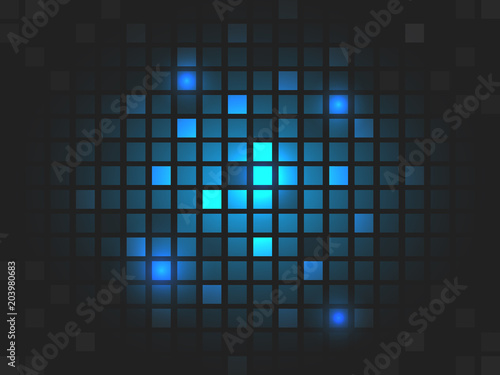 Abstract vector blue mosaic pixel background.