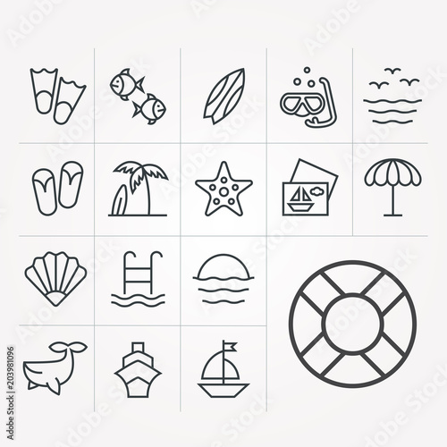 Simple icons of rest on sea