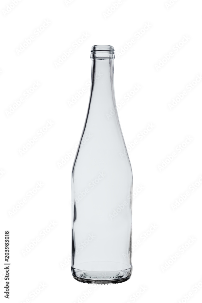 empty glass bottle for drinks without a lid isolated on a white background empty glass bottle for drinks without a lid isolated on a white background