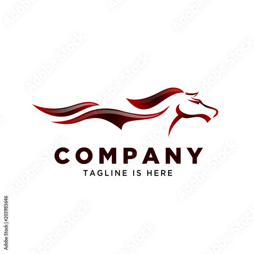 abstract body horse running art logo