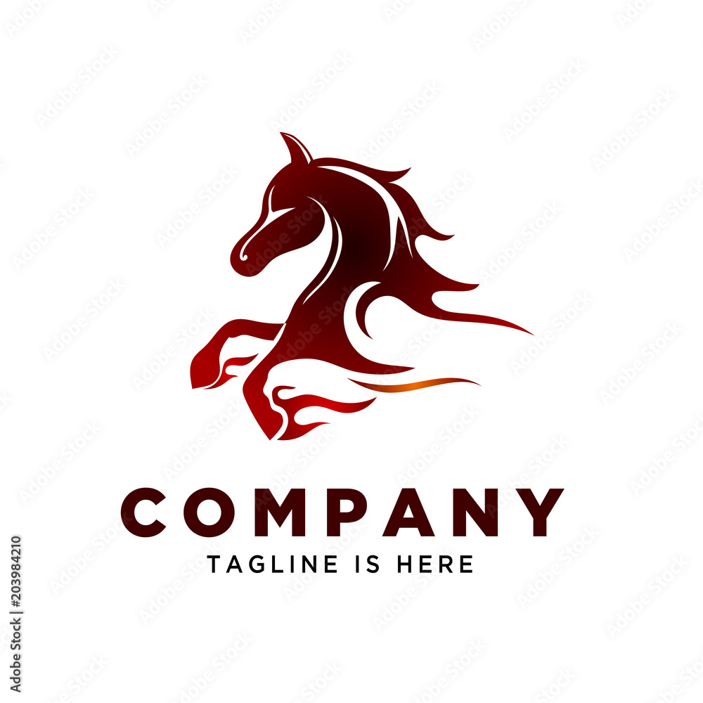 power fast fire running horse logo Stock Vector | Adobe Stock