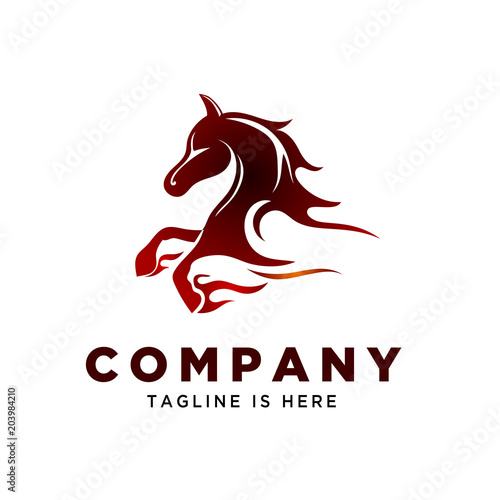 power fast fire running horse logo