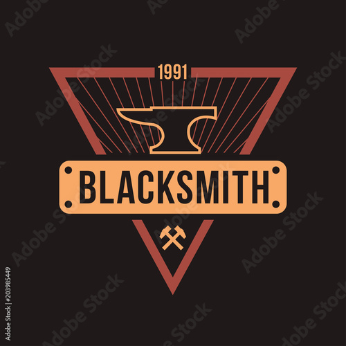 Blacksmith smith union shoer anvil logo set. Smith allince logos. Heavy industry.