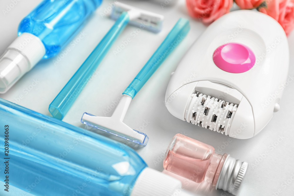 Set for epilation on light background Set for epilation on light background