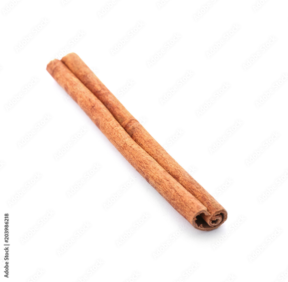 Aromatic cinnamon stick on white background Aromatic cinnamon stick on white background