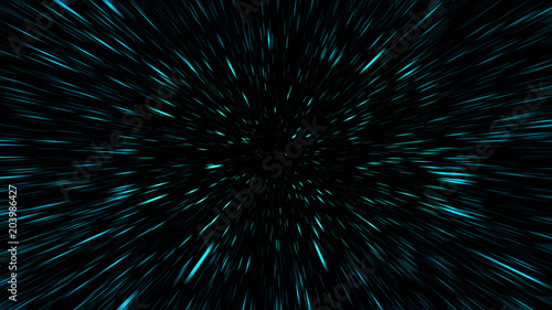 Fotografie Space Star Warp or Hyperspace Travel Speed Effect