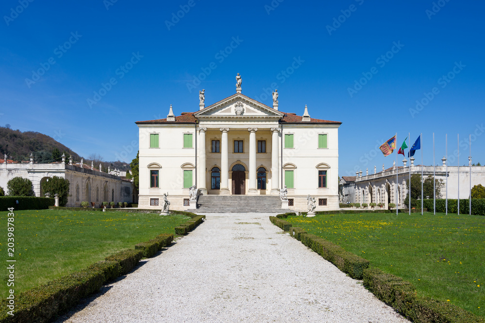 Front view of the Villa Cordellina Lombardi in Montecchio Maggiore, Veneto