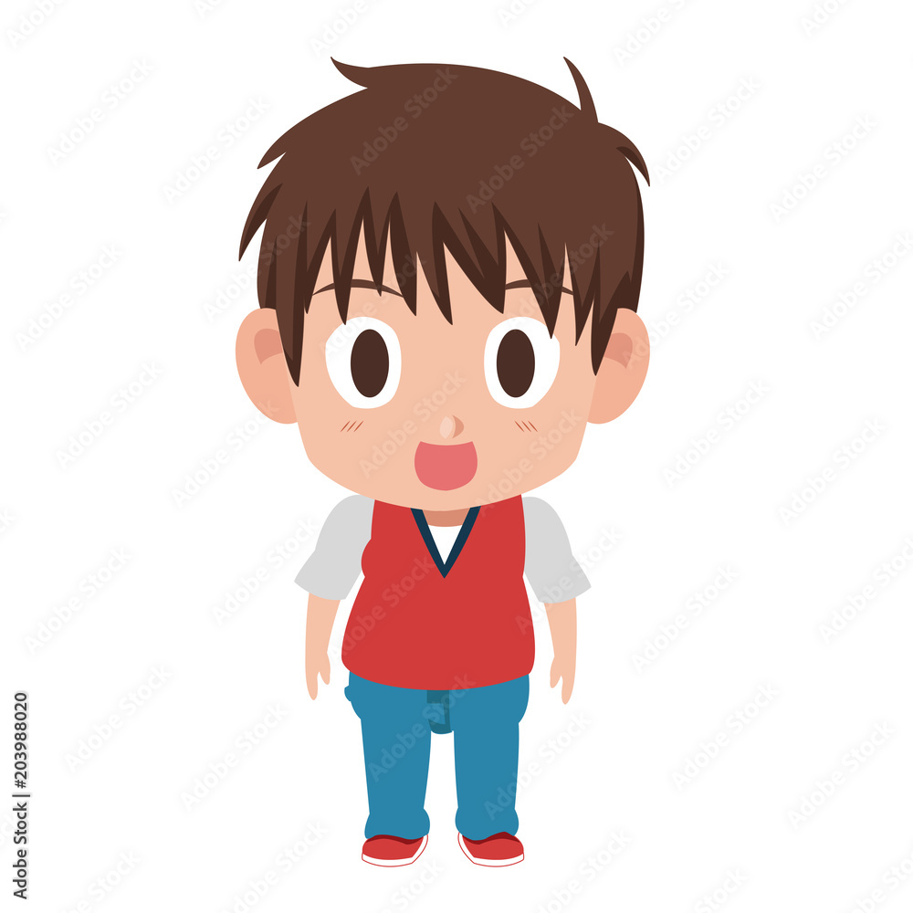 Cute manga boy children cartoon vector illustration graphic design