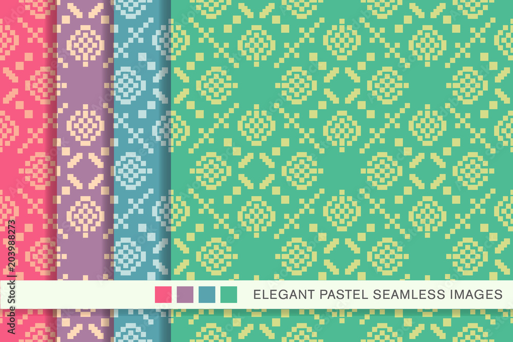 Seamless pastel background set Square Mosaic Cross Check Geometry Seamless pastel background set Square Mosaic Cross Check Geometry