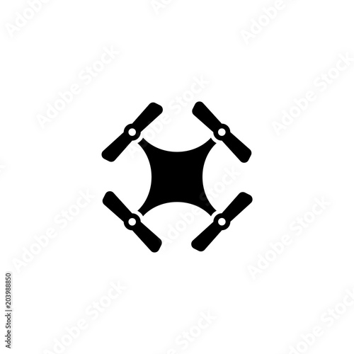 Drone Quadcopter. Flat Vector Icon. Simple black symbol on white background