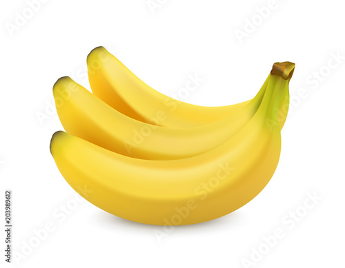 Banana isolated on white. Sweet fruit. 3d realistic vector.
