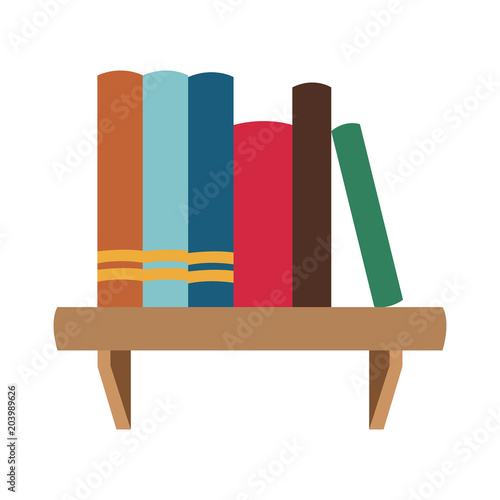 Books on shelf vector illustration graphic design