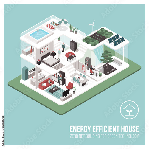 Contemporary energy efficient house interiors