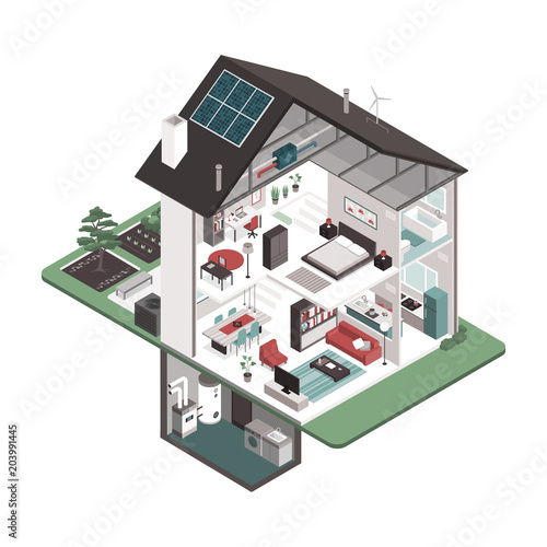 Contemporary energy efficient house interiors