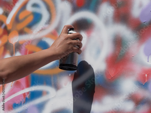 Background woman hand concept creativity painter aerosol closeup