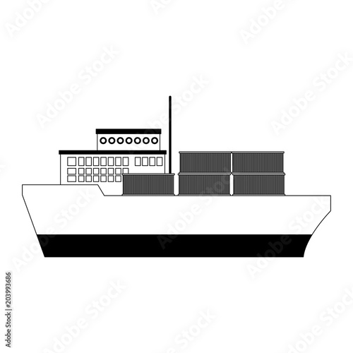 Freigther ship with containers vector illustration graphic design