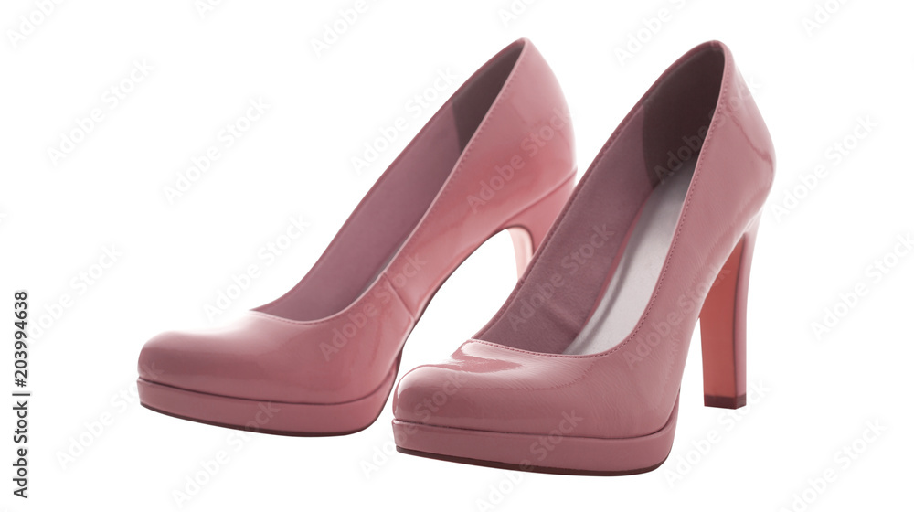 fashion female pink shoes with heels isolated. fashion female pink shoes with heels isolated.