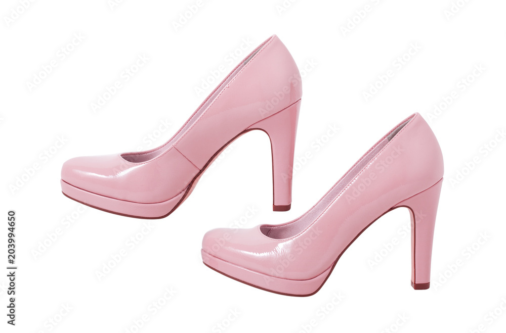 fashion female pink shoes with heels isolated. fashion female pink shoes with heels isolated.